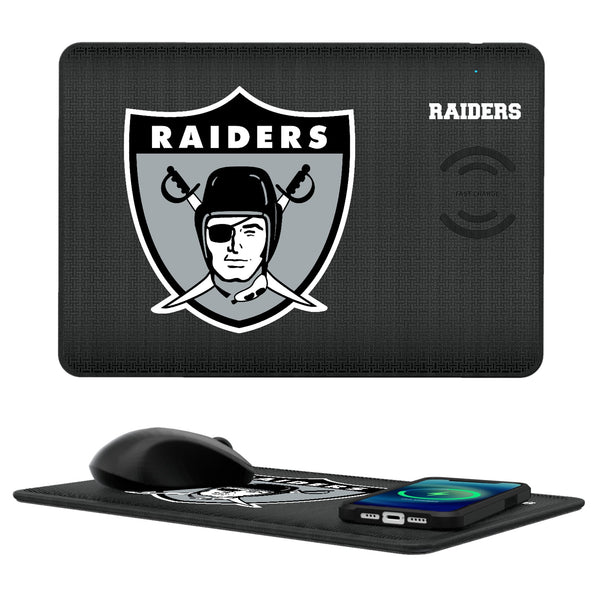 Oakland Raiders 1963 Historic Collection Linen 15-Watt Wireless Charger and Mouse Pad