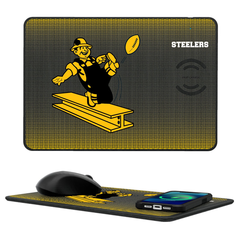 Pittsburgh Steelers 1961 Historic Collection Linen 15-Watt Wireless Charger and Mouse Pad