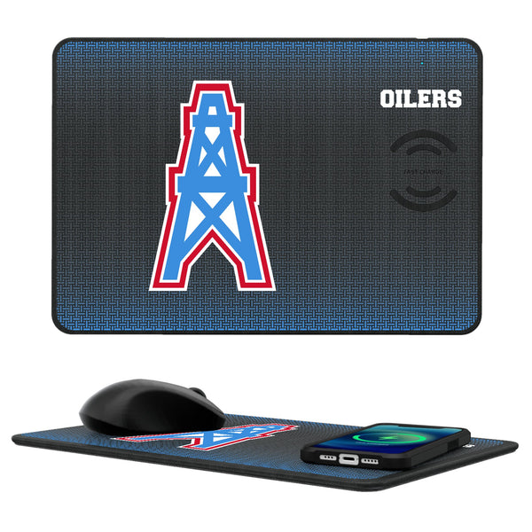 Houston Oilers Historic Collection Linen 15-Watt Wireless Charger and Mouse Pad