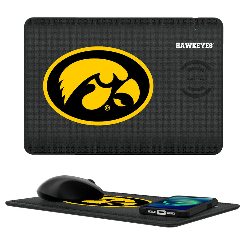 University of Iowa Hawkeyes Linen 15-Watt Wireless Charger and Mouse Pad