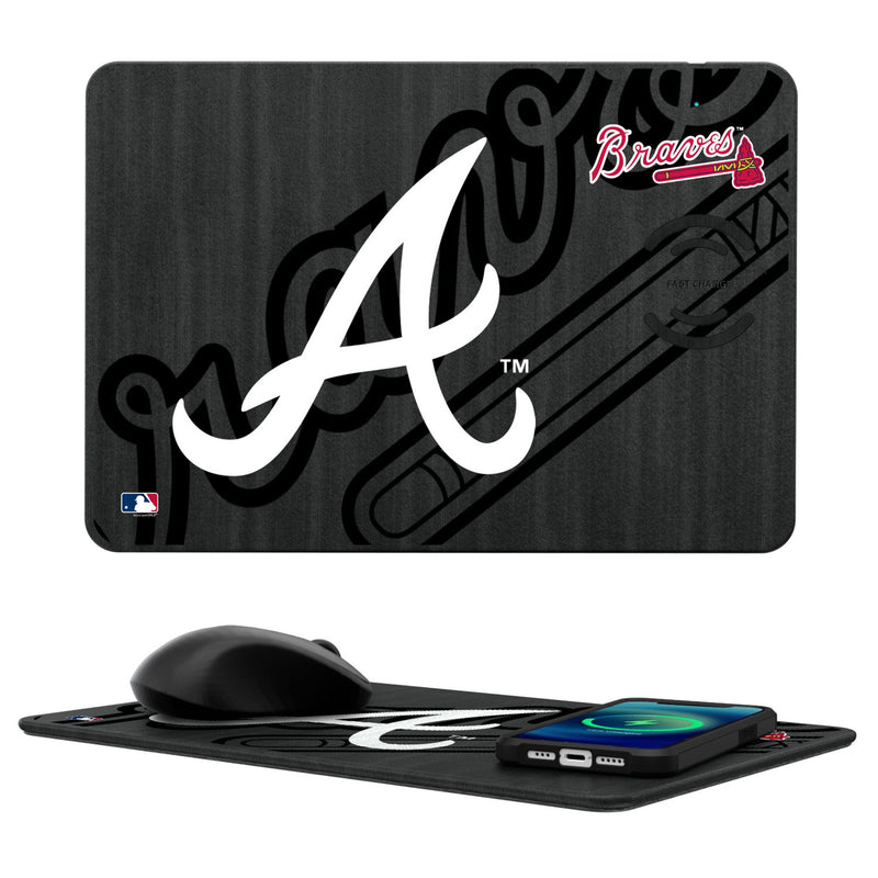 Atlanta Braves Monocolor Tilt 15-Watt Wireless Charger and Mouse Pad