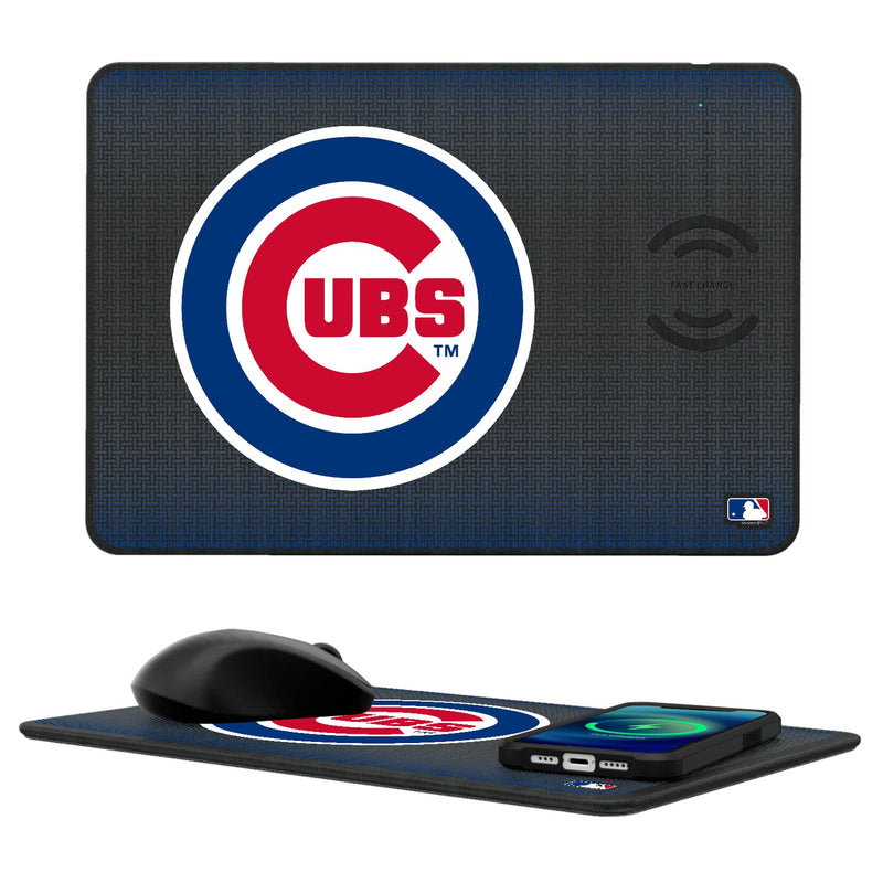 Chicago Cubs Linen 15-Watt Wireless Charger and Mouse Pad