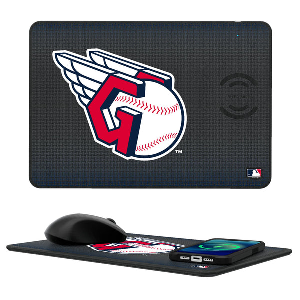 Cleveland Guardians Linen 15-Watt Wireless Charger and Mouse Pad