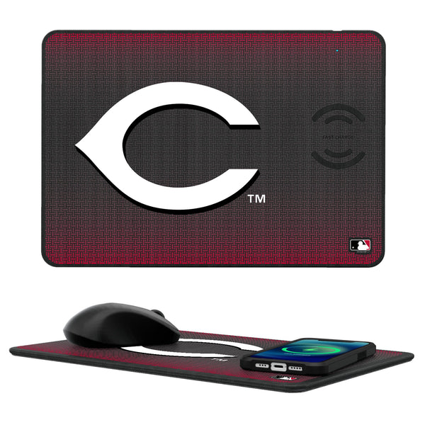 Cincinnati Reds Linen 15-Watt Wireless Charger and Mouse Pad