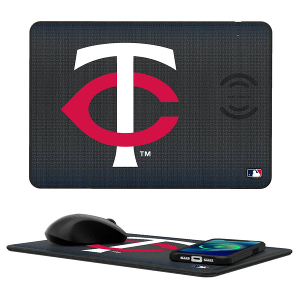 Minnesota Twins Linen 15-Watt Wireless Charger and Mouse Pad