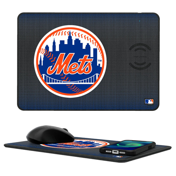 New York Mets Linen 15-Watt Wireless Charger and Mouse Pad