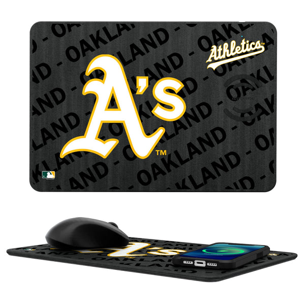 Oakland Athletics Monocolor Tilt 15-Watt Wireless Charger and Mouse Pad