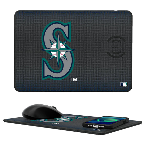 Seattle Mariners Linen 15-Watt Wireless Charger and Mouse Pad