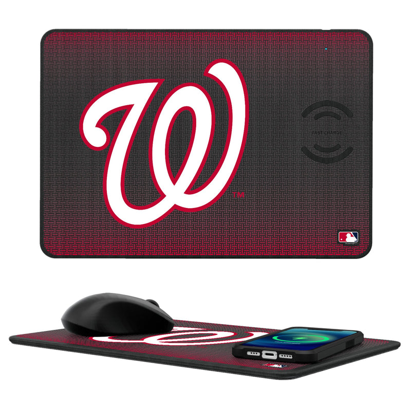 Washington Nationals Linen 15-Watt Wireless Charger and Mouse Pad