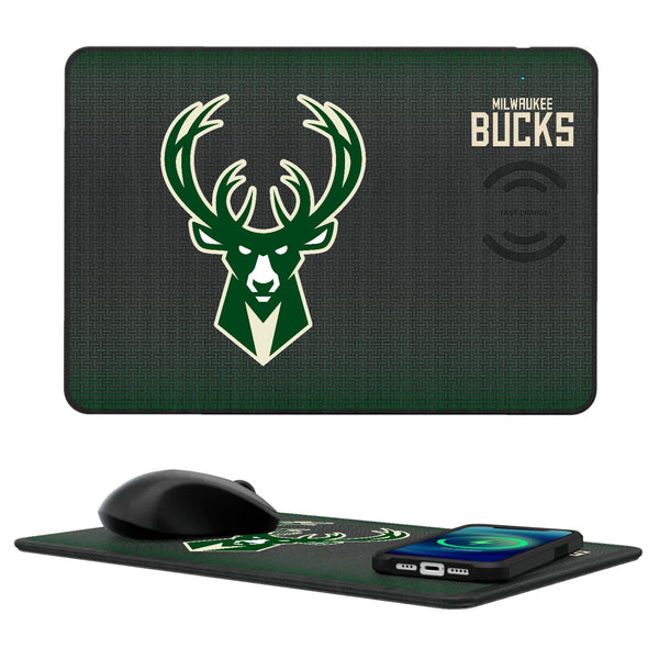 Milwaukee Bucks Linen 15-Watt Wireless Charger and Mouse Pad