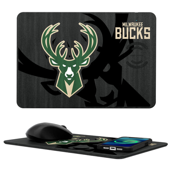 Milwaukee Bucks Monocolor Tilt 15-Watt Wireless Charger and Mouse Pad