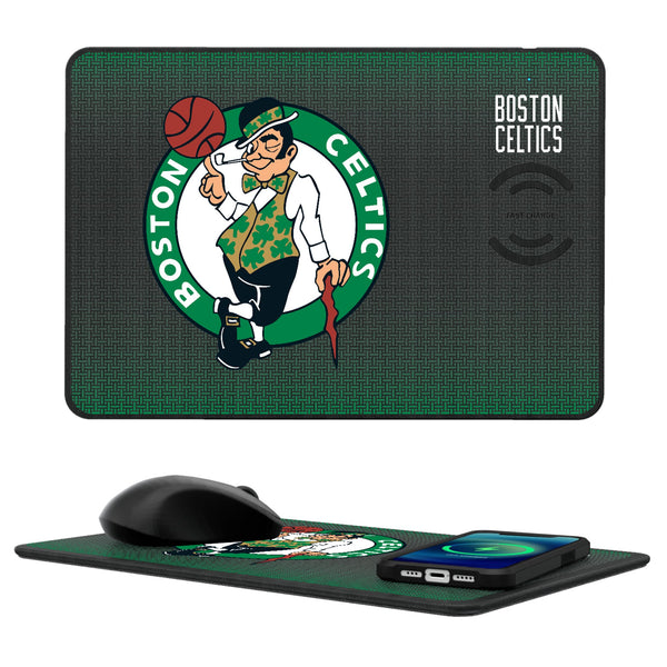 Boston Celtics Linen 15-Watt Wireless Charger and Mouse Pad