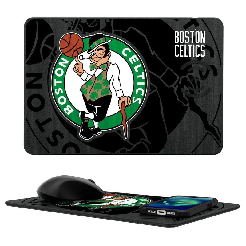 Boston Celtics Monocolor Tilt 15-Watt Wireless Charger and Mouse Pad