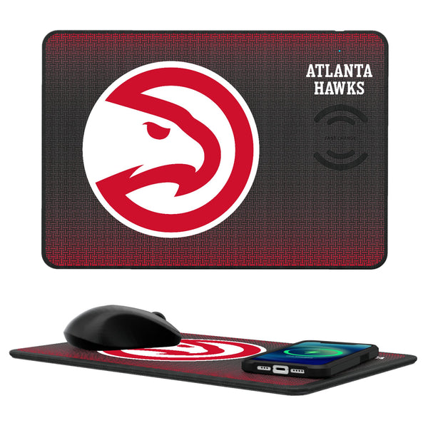 Atlanta Hawks Linen 15-Watt Wireless Charger and Mouse Pad