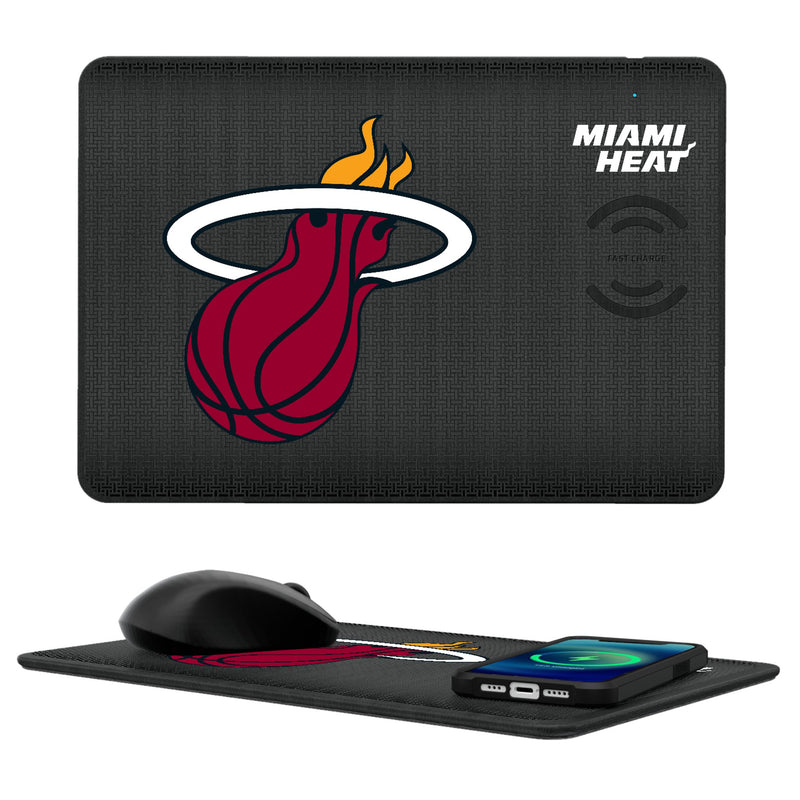 Miami Heat Linen 15-Watt Wireless Charger and Mouse Pad