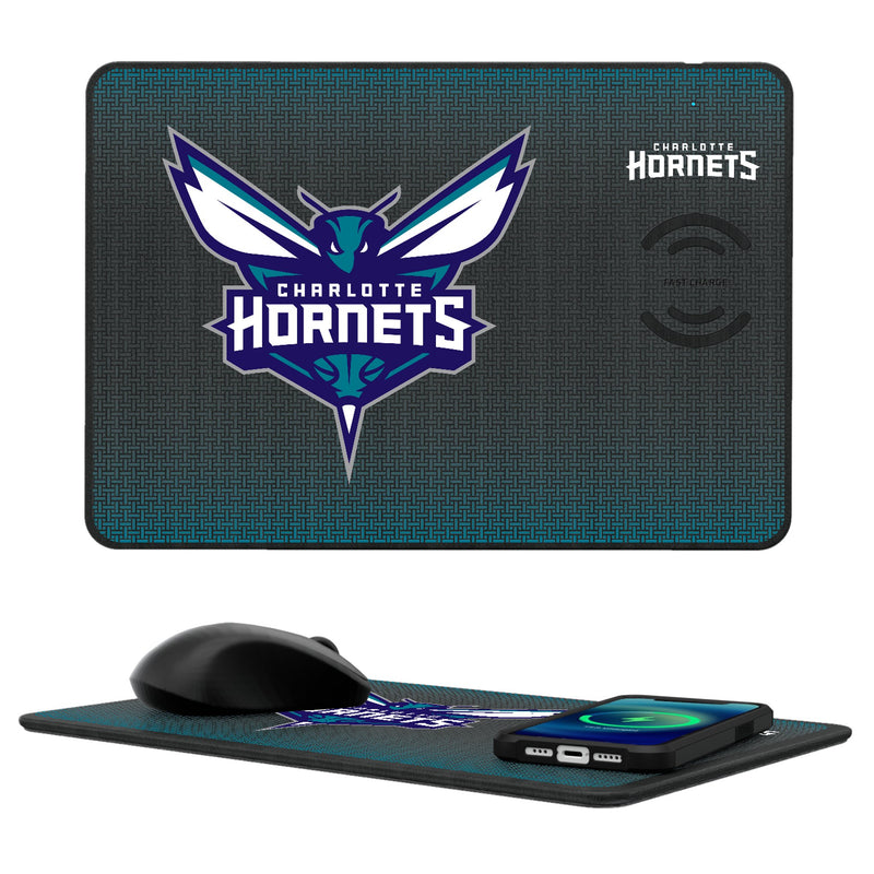 Charlotte Hornets Linen 15-Watt Wireless Charger and Mouse Pad