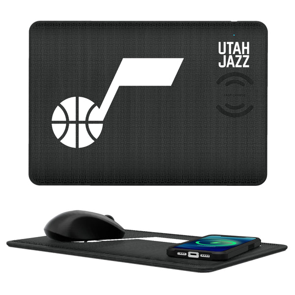 Utah Jazz Linen 15-Watt Wireless Charger and Mouse Pad