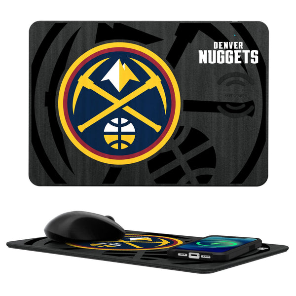 Denver Nuggets Monocolor Tilt 15-Watt Wireless Charger and Mouse Pad