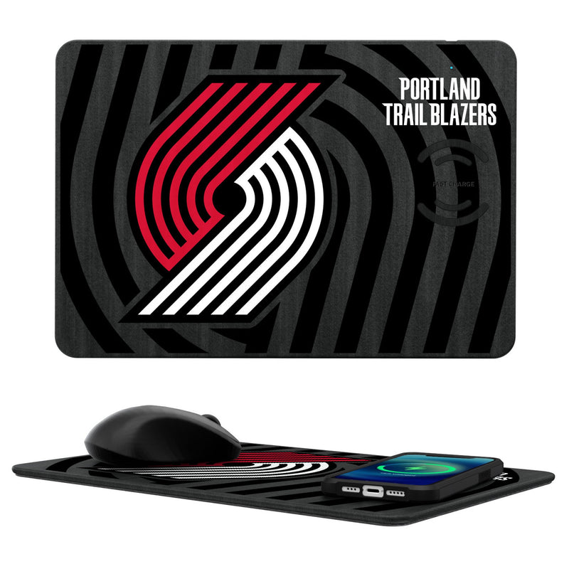 Portland Trail Blazers Monocolor Tilt 15-Watt Wireless Charger and Mouse Pad