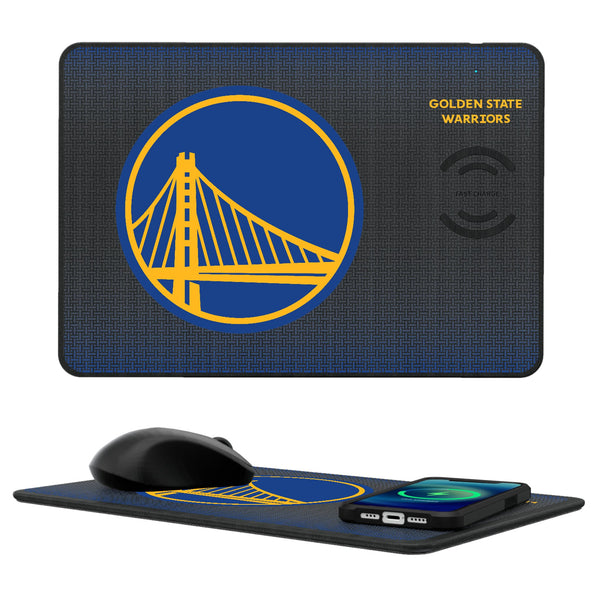 Golden State Warriors Linen 15-Watt Wireless Charger and Mouse Pad