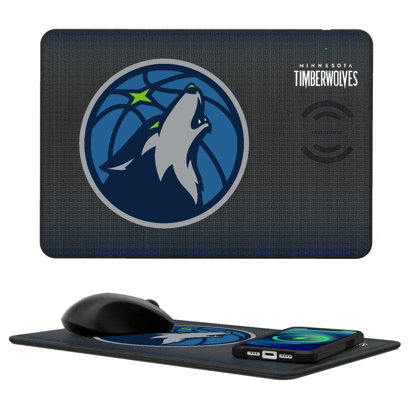 Minnesota Timberwolves Linen 15-Watt Wireless Charger and Mouse Pad