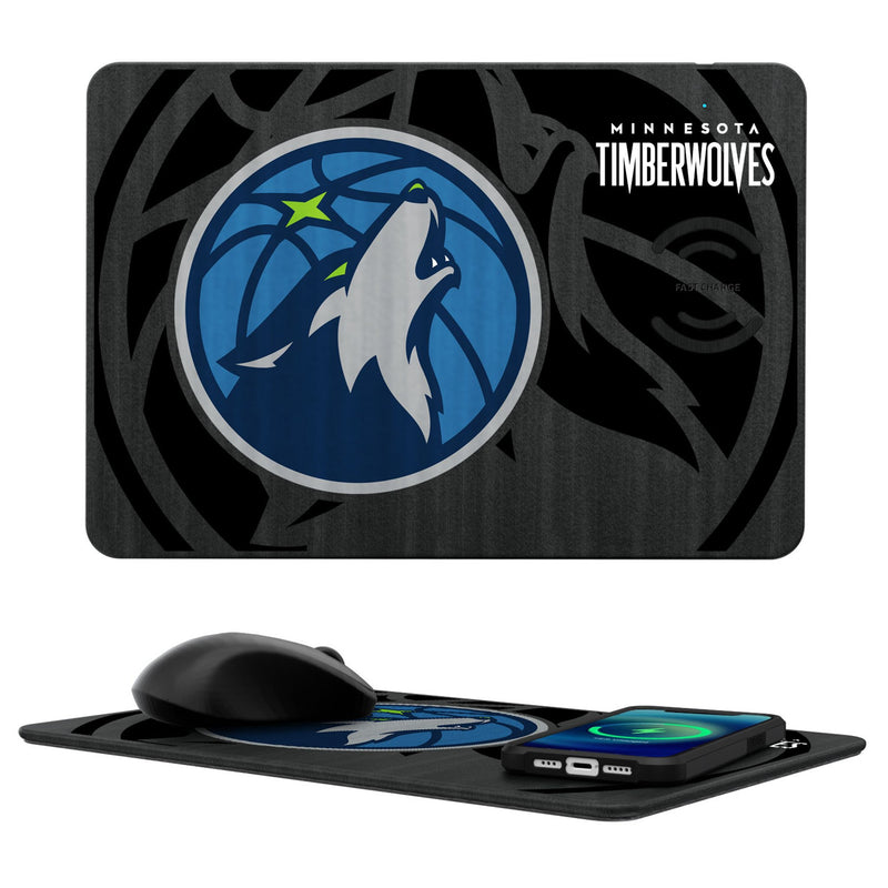 Minnesota Timberwolves Monocolor Tilt 15-Watt Wireless Charger and Mouse Pad