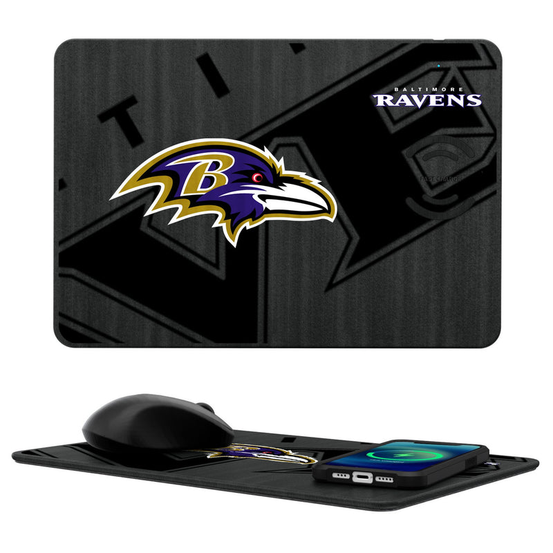 Baltimore Ravens Monocolor Tilt 15-Watt Wireless Charger and Mouse Pad