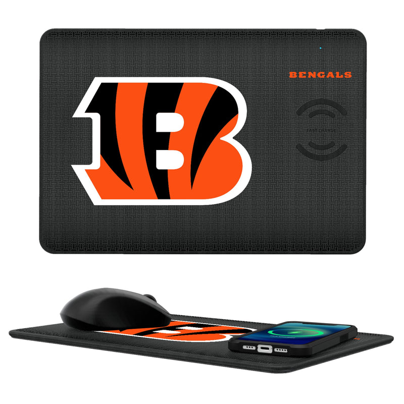 Cincinnati Bengals Linen 15-Watt Wireless Charger and Mouse Pad