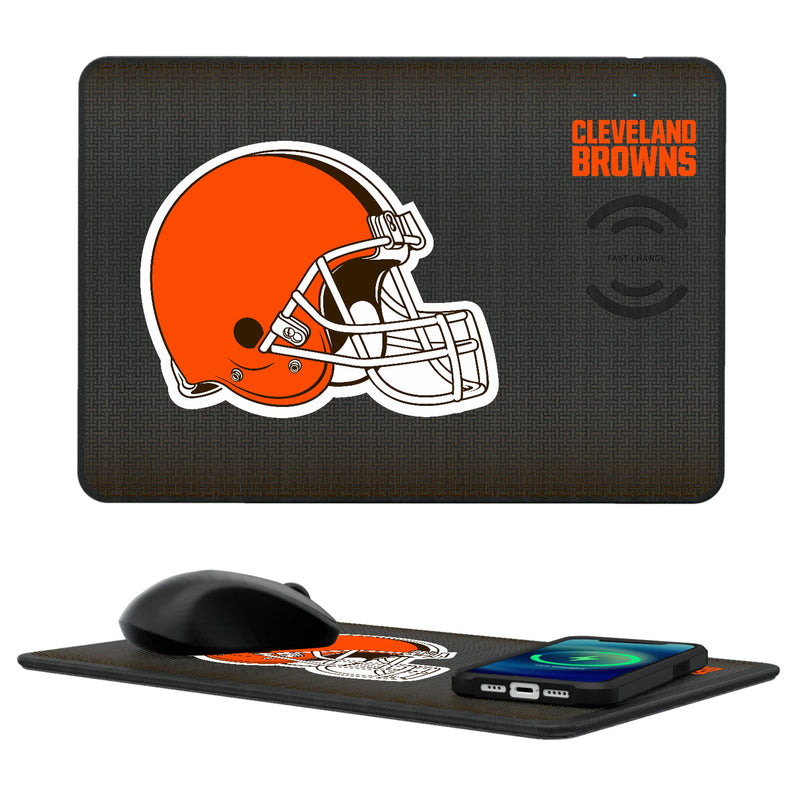 Cleveland Browns Linen 15-Watt Wireless Charger and Mouse Pad