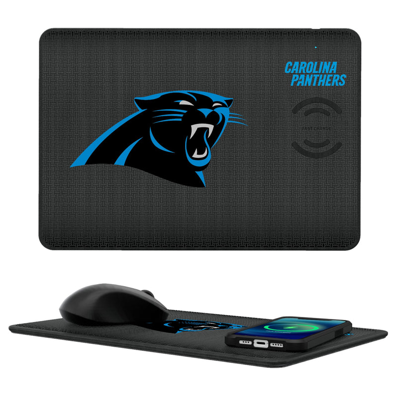 Carolina Panthers Linen 15-Watt Wireless Charger and Mouse Pad