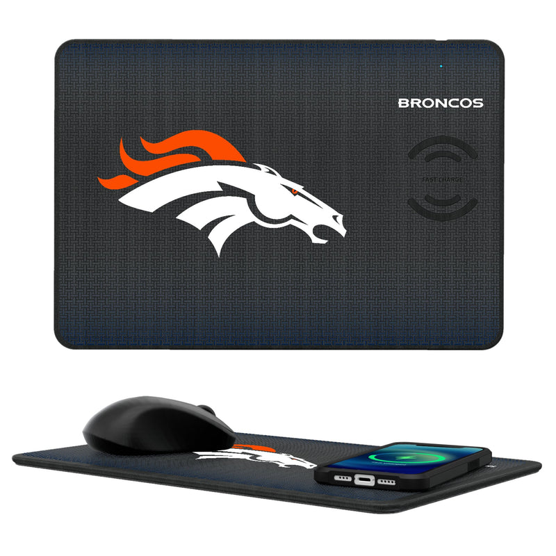 Denver Broncos Linen 15-Watt Wireless Charger and Mouse Pad