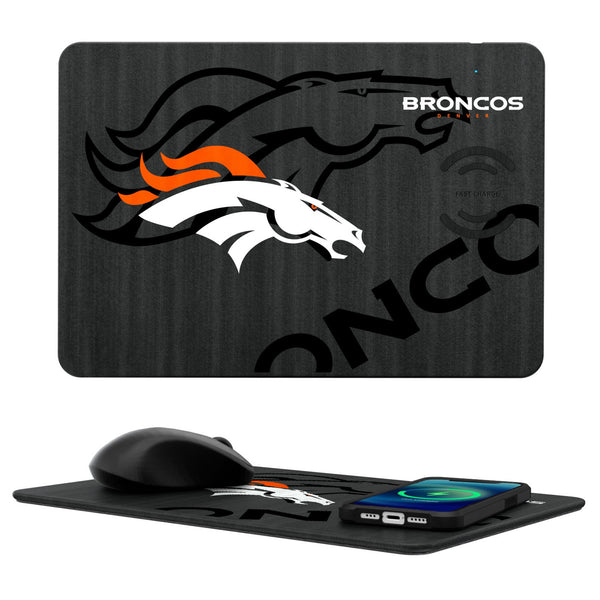 Denver Broncos Monocolor Tilt 15-Watt Wireless Charger and Mouse Pad