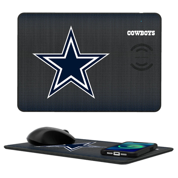 Dallas Cowboys Linen 15-Watt Wireless Charger and Mouse Pad