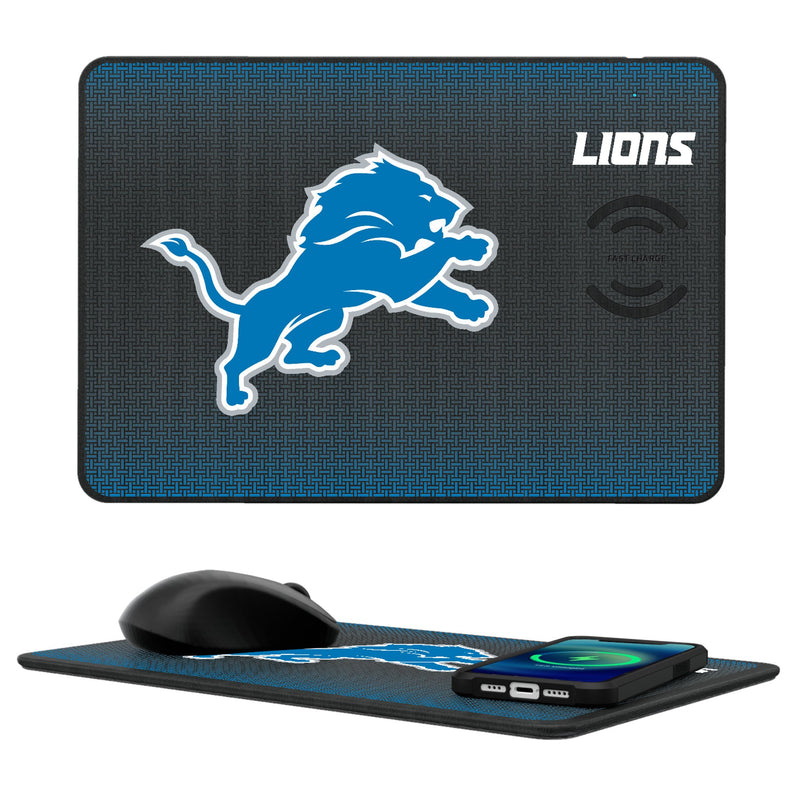 Detroit Lions Linen 15-Watt Wireless Charger and Mouse Pad