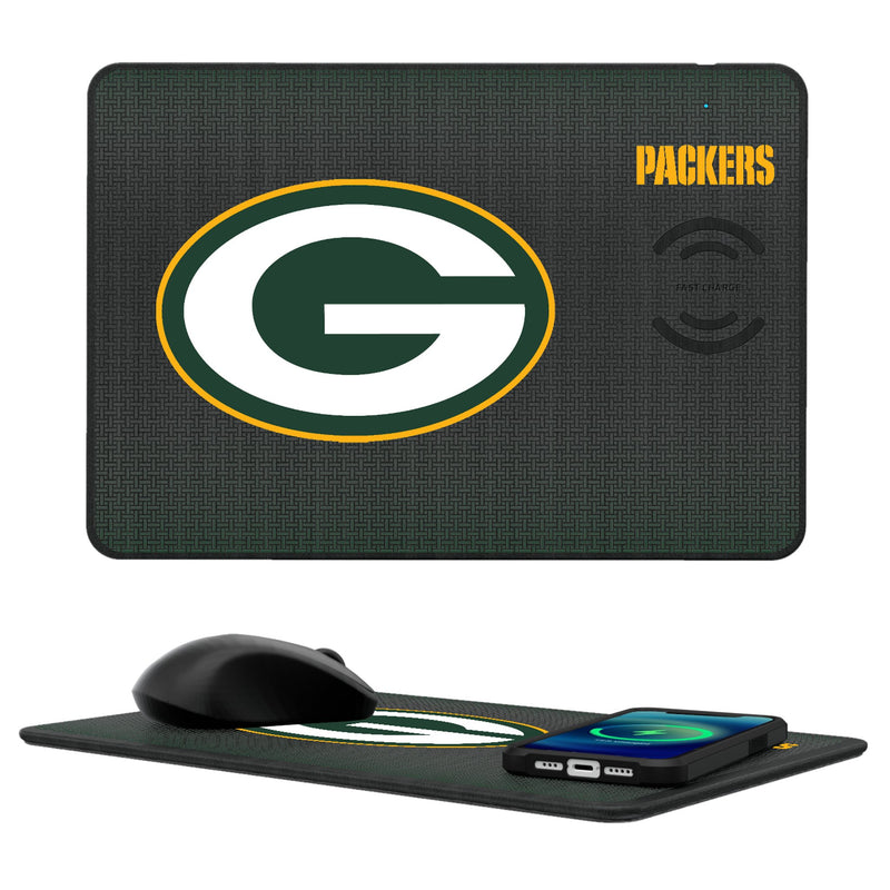 Green Bay Packers Linen 15-Watt Wireless Charger and Mouse Pad