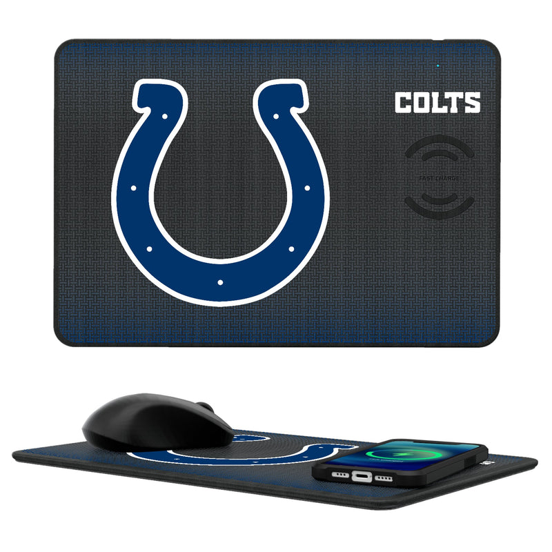 Indianapolis Colts Linen 15-Watt Wireless Charger and Mouse Pad