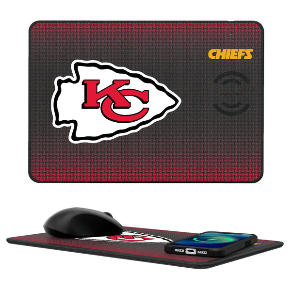 Kansas City Chiefs Linen 15-Watt Wireless Charger and Mouse Pad