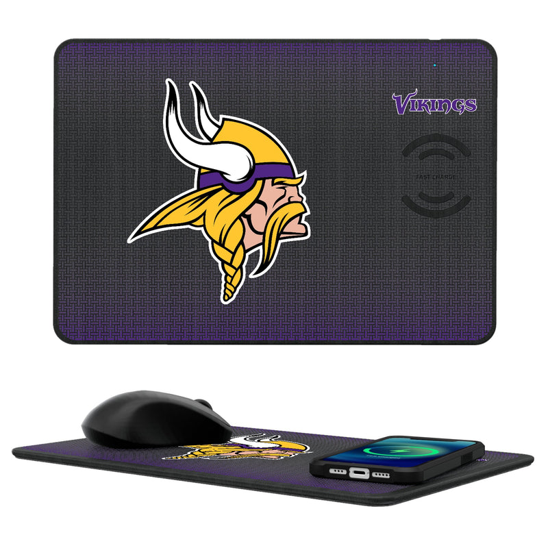 Minnesota Vikings Linen 15-Watt Wireless Charger and Mouse Pad