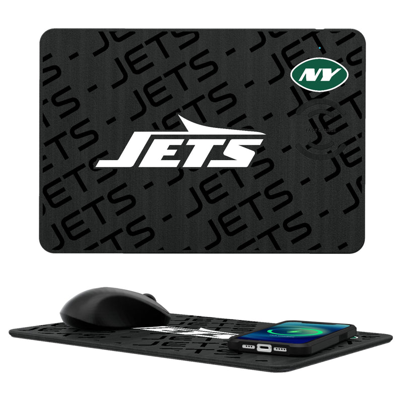 New York Jets Monocolor Tilt 15-Watt Wireless Charger and Mouse Pad