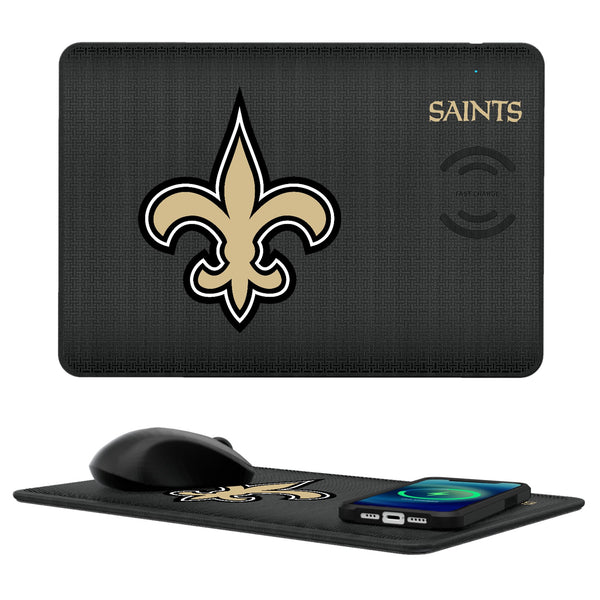 New Orleans Saints Linen 15-Watt Wireless Charger and Mouse Pad