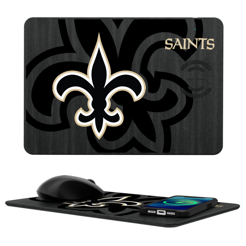 New Orleans Saints Monocolor Tilt 15-Watt Wireless Charger and Mouse Pad