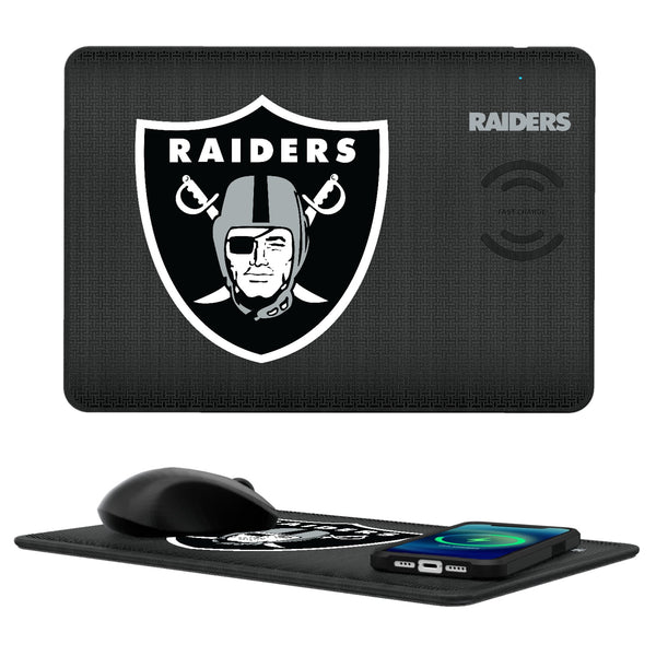 Las Vegas Raiders Linen 15-Watt Wireless Charger and Mouse Pad