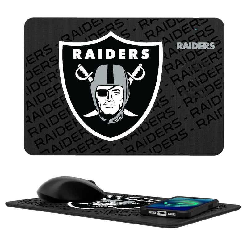 Las Vegas Raiders Monocolor Tilt 15-Watt Wireless Charger and Mouse Pad