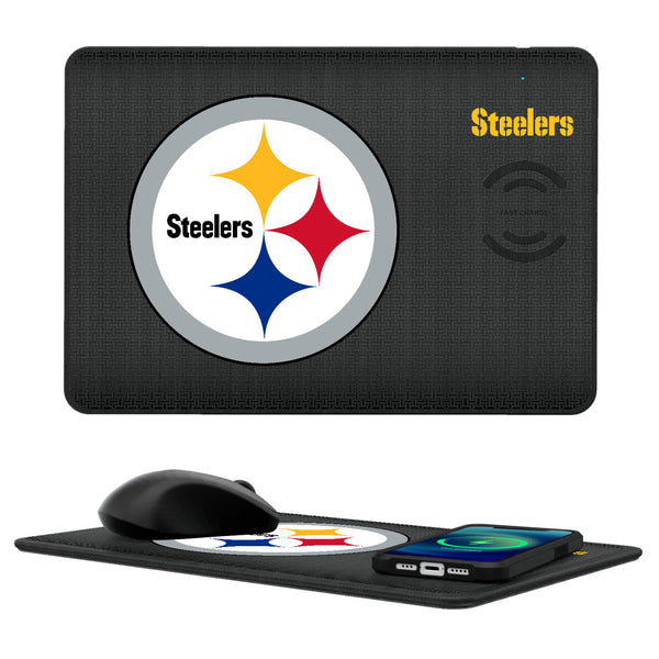 Pittsburgh Steelers Linen 15-Watt Wireless Charger and Mouse Pad