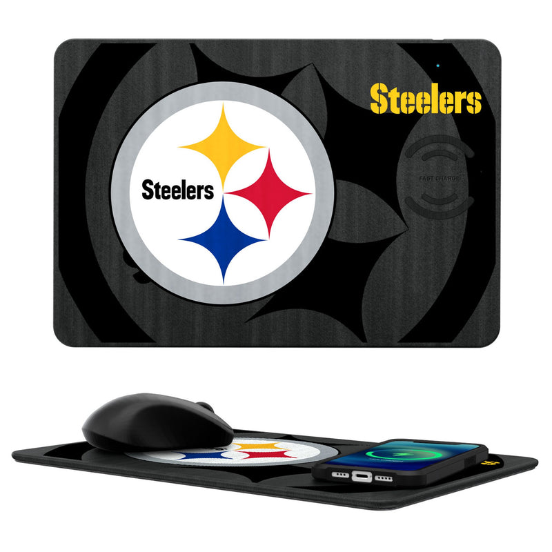 Pittsburgh Steelers Monocolor Tilt 15-Watt Wireless Charger and Mouse Pad