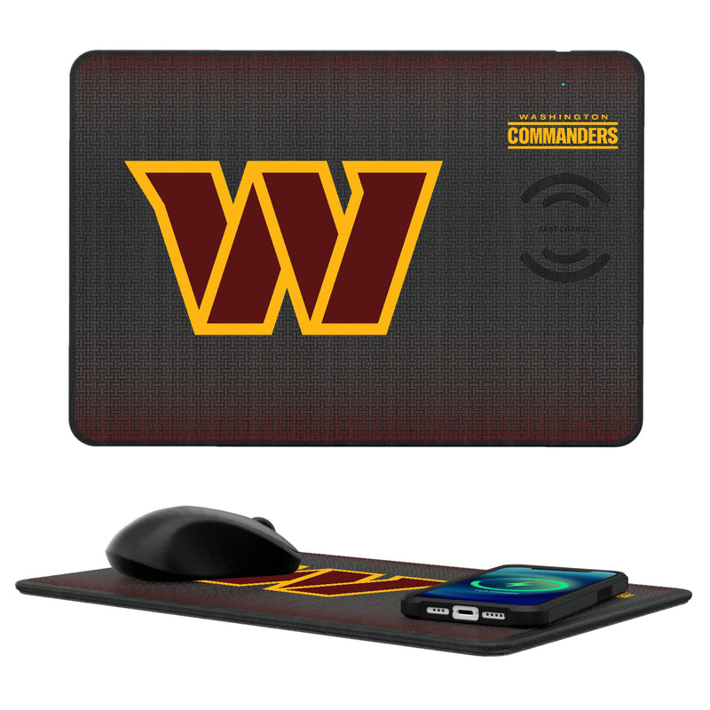 Washington Commanders Linen 15-Watt Wireless Charger and Mouse Pad