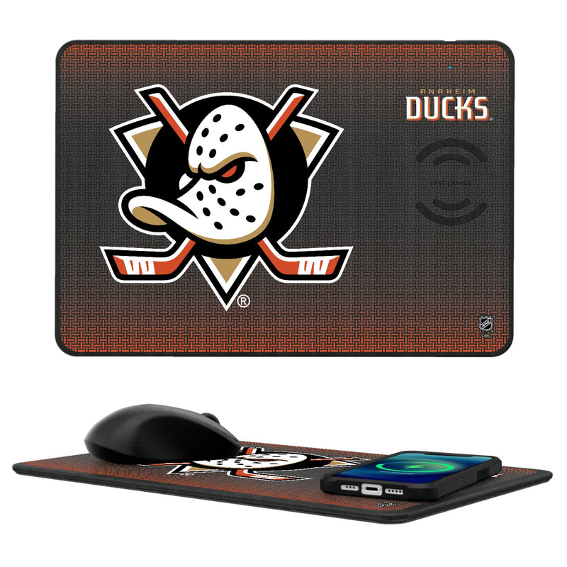 Anaheim Ducks Linen 15-Watt Wireless Charger and Mouse Pad