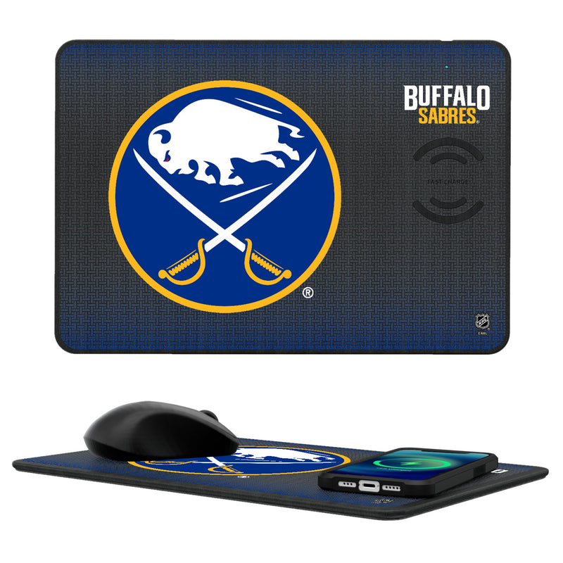 Buffalo Sabres Linen 15-Watt Wireless Charger and Mouse Pad