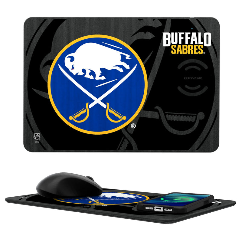 Buffalo Sabres Monocolor Tilt 15-Watt Wireless Charger and Mouse Pad