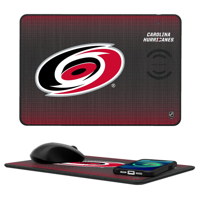 Carolina Hurricanes Linen 15-Watt Wireless Charger and Mouse Pad